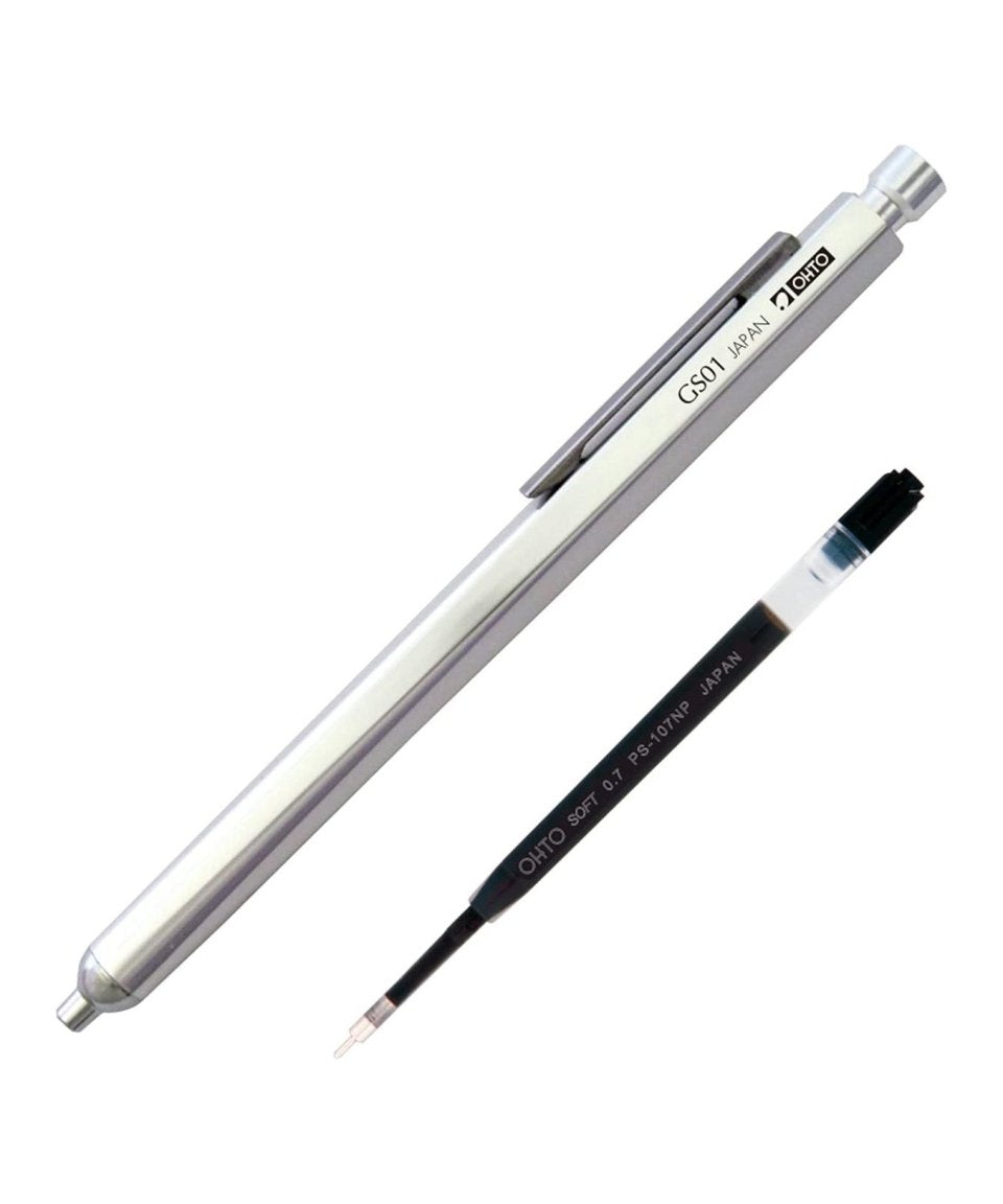 OHTO - GS01 Kugelschreiber zum Nachfüllen | Silber - ROSA ECK - Stift, ,