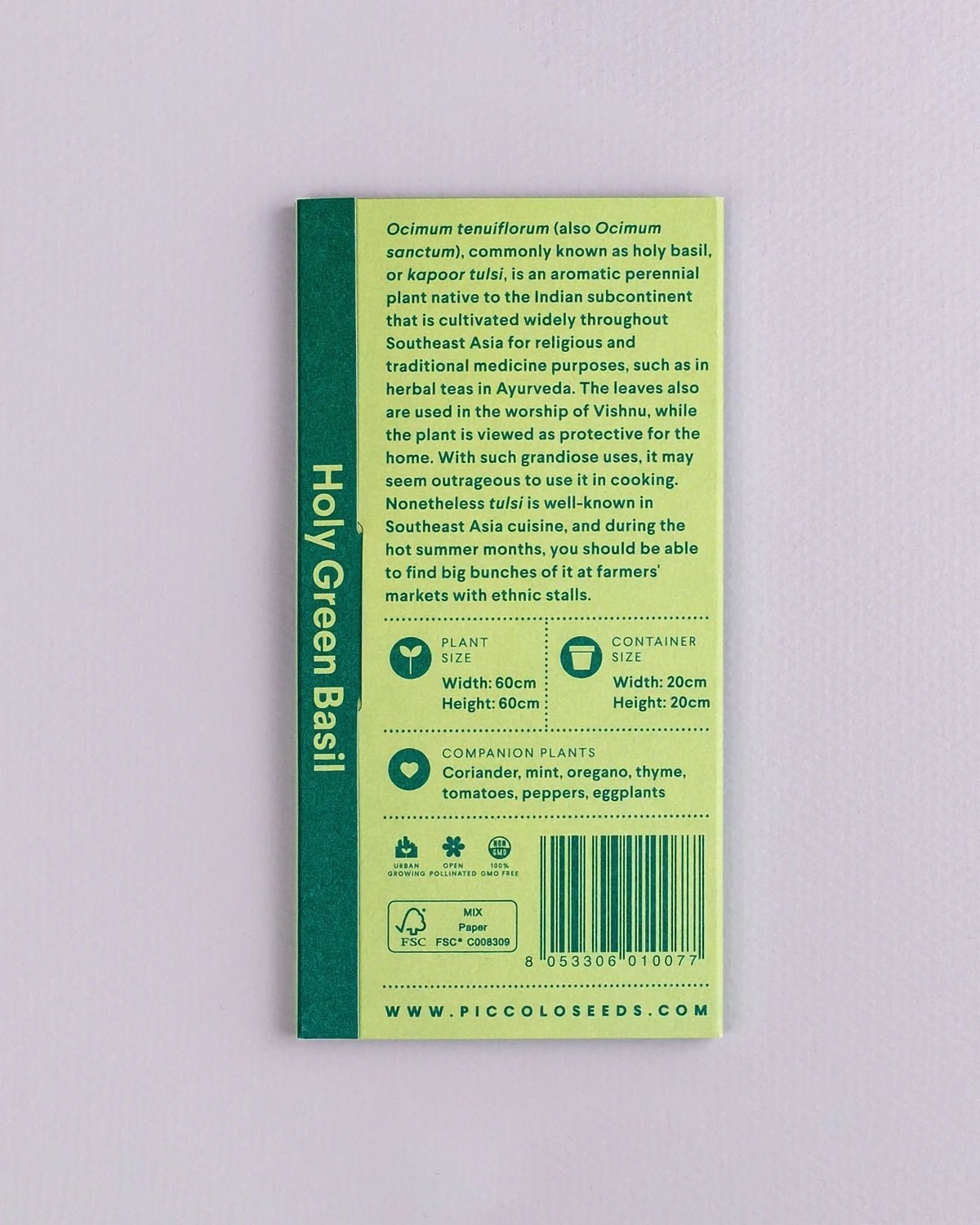 Piccolo Seeds - BASIL Holy Green Saatgut für Basilikum - Saatgut - ROSA ECK Concept Store