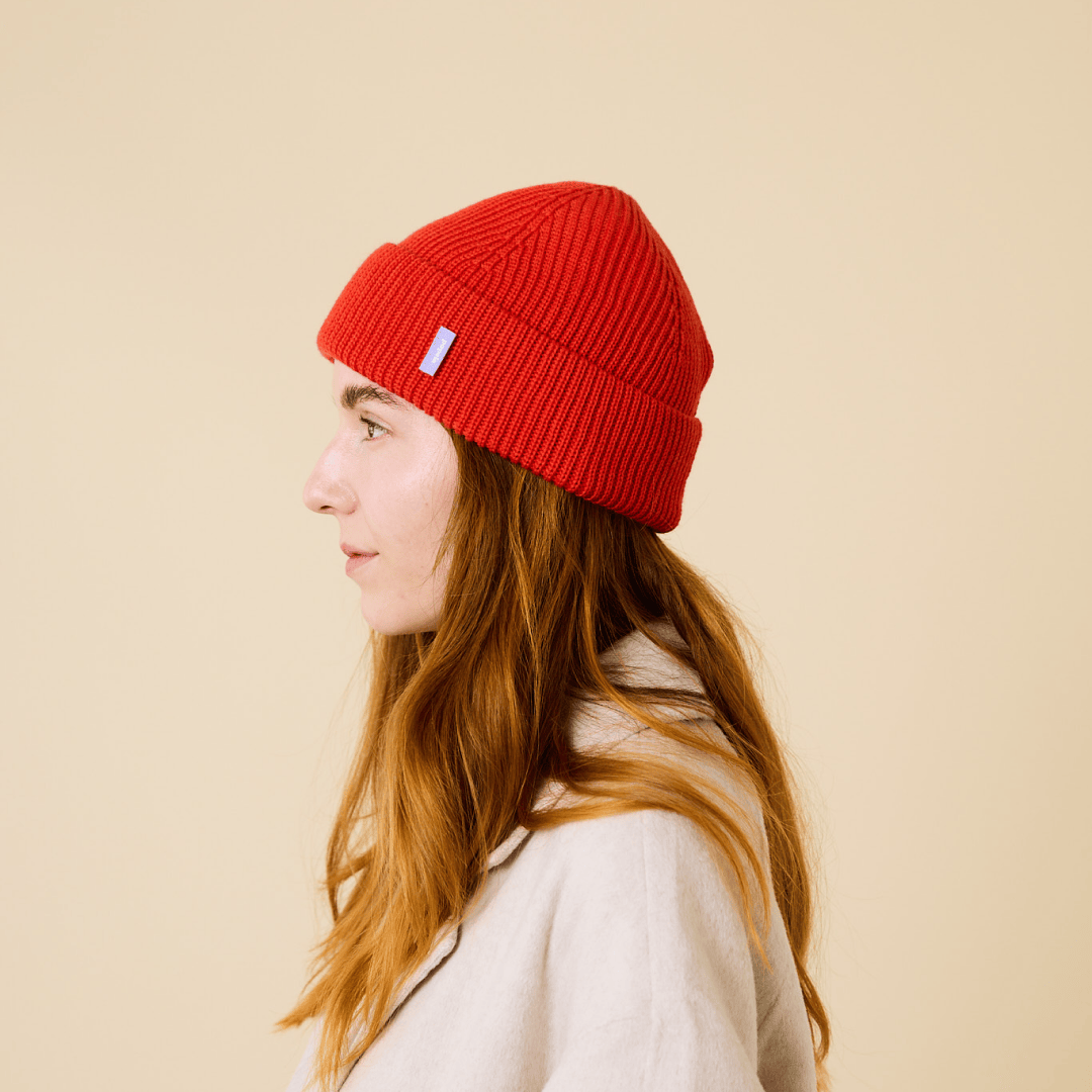 popeia - Beanie aus Merinowolle | Popeia Rot - ROSA ECK - , ,