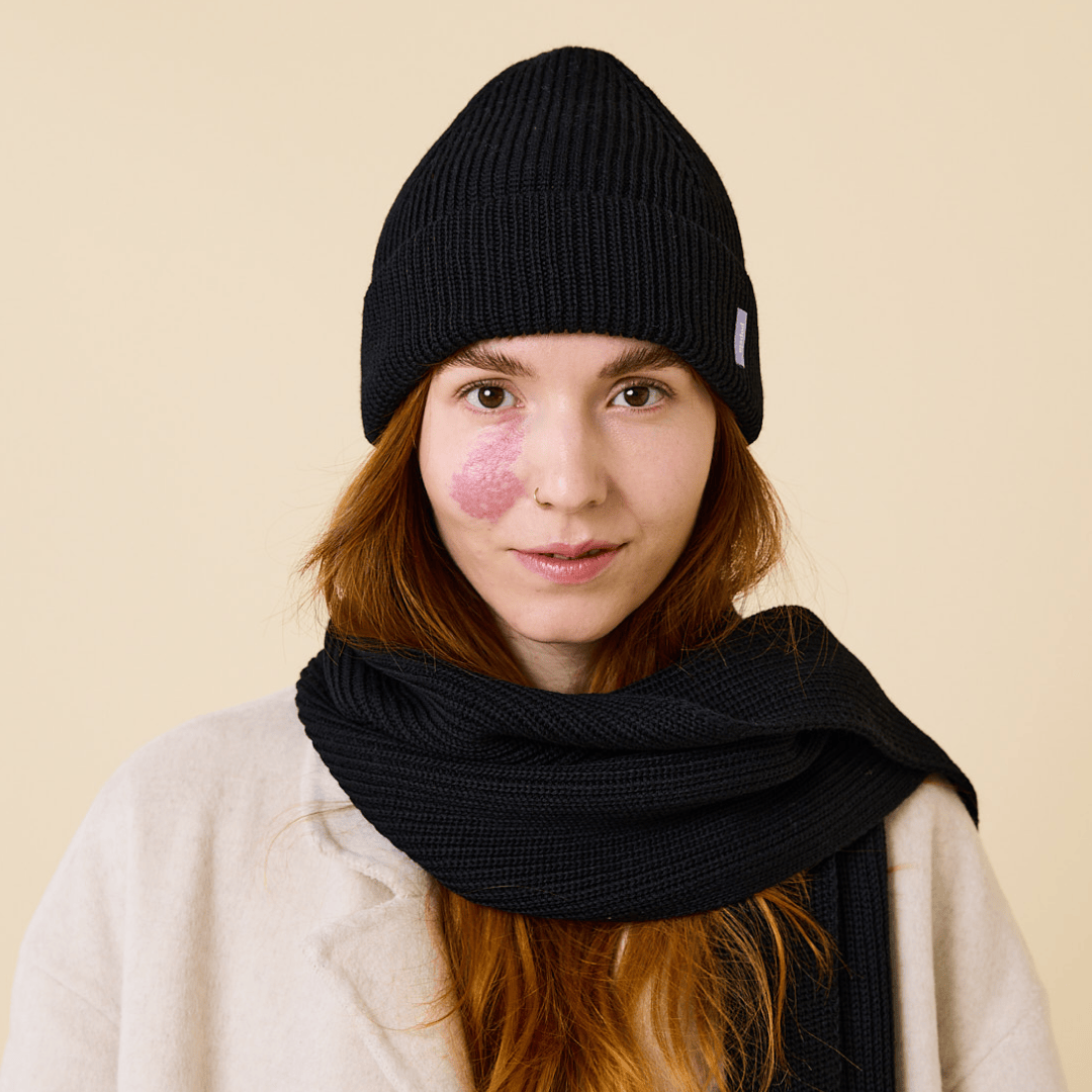 popeia - Beanie aus Merinowolle | Schwarz - ROSA ECK - , ,
