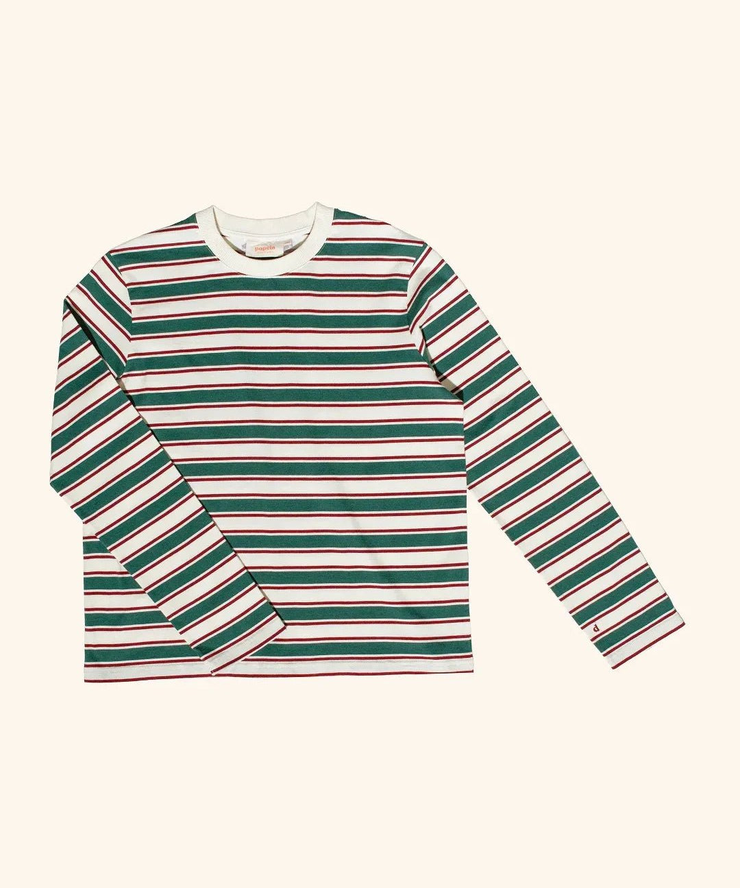 popeia - Langarmshirt aus Bio - Baumwolle • Dunkelgrün/Bordeaux - Langarmshirt - ROSA ECK