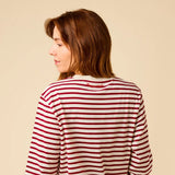 popeia - Langarmshirt Gestreift aus Bio - Baumwolle | Bordeaux/Off - White - Langarmshirt - ROSA ECK Concept Store