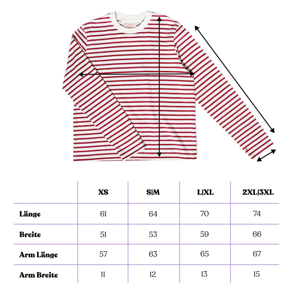 popeia - Langarmshirt Gestreift aus Bio - Baumwolle • Bordeaux/Off - White - Langarmshirt - ROSA ECK Concept Store