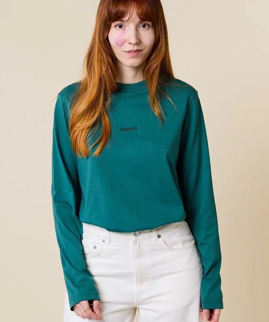 popeia - Langarmshirt Gestreift aus Bio - Baumwolle • College Grün - Langarmshirt - ROSA ECK