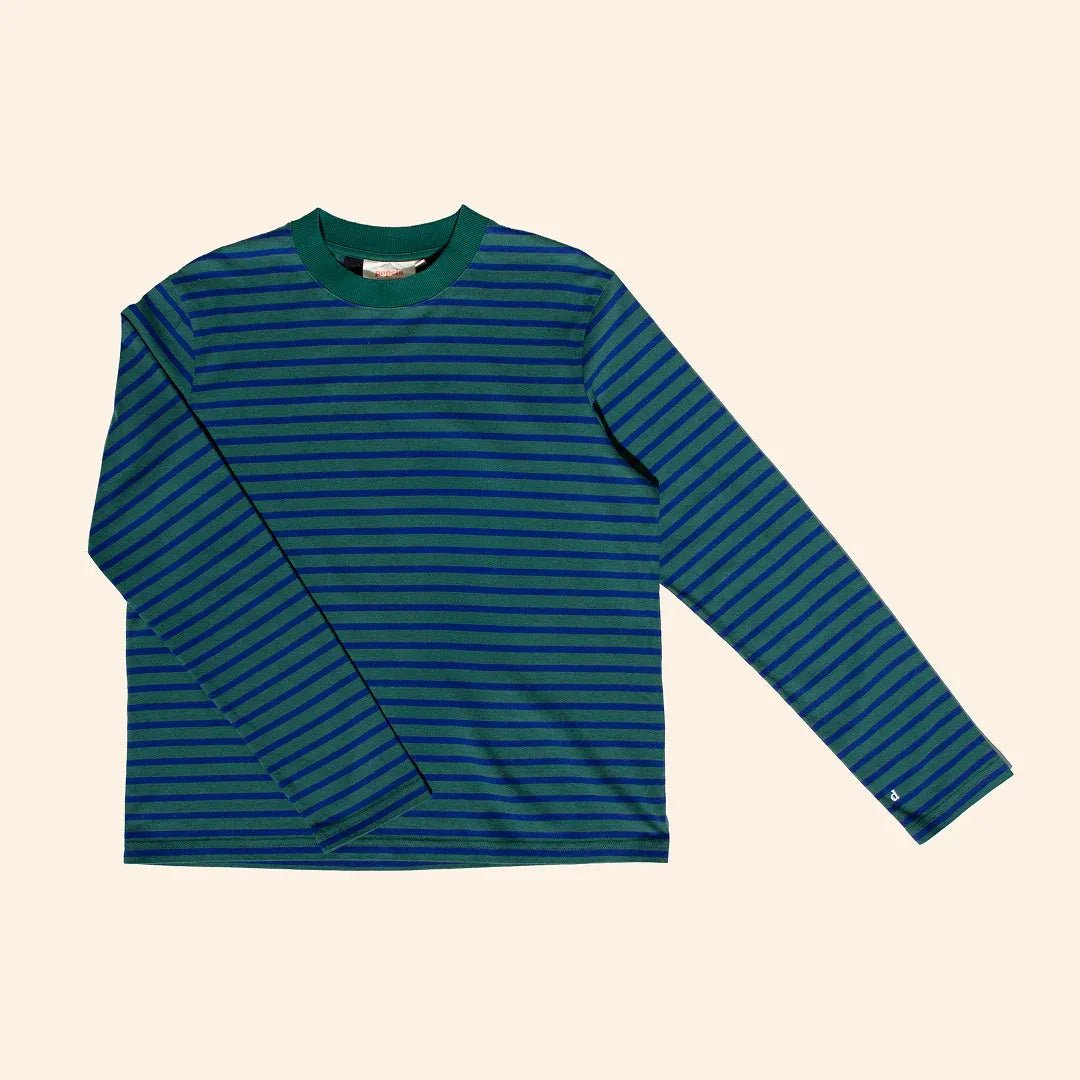 popeia - Langarmshirt Gestreift aus Bio - Baumwolle • Dunkelgrün/Blau - Langarmshirt - ROSA ECK