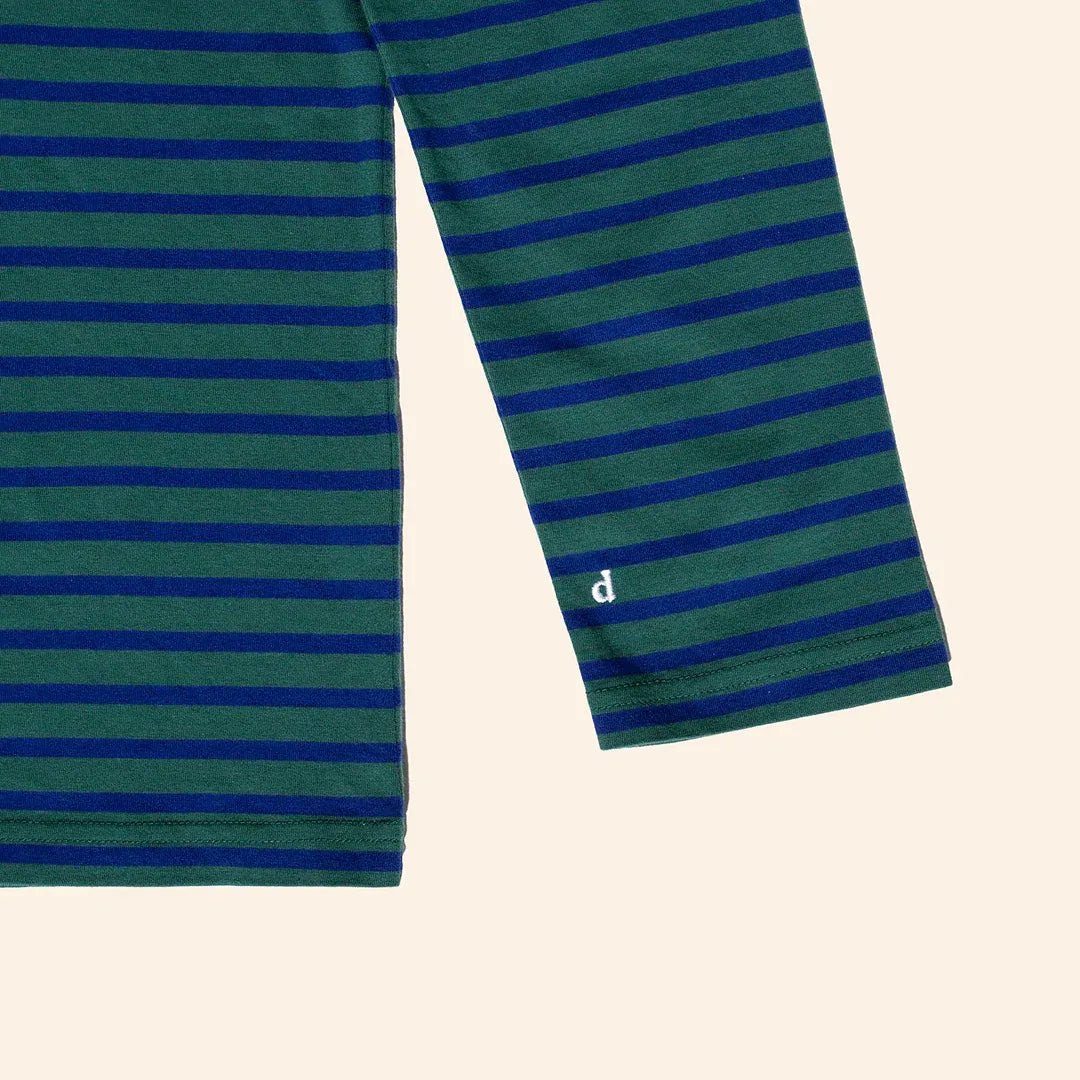 popeia - Langarmshirt Gestreift aus Bio - Baumwolle • Dunkelgrün/Blau - Langarmshirt - ROSA ECK