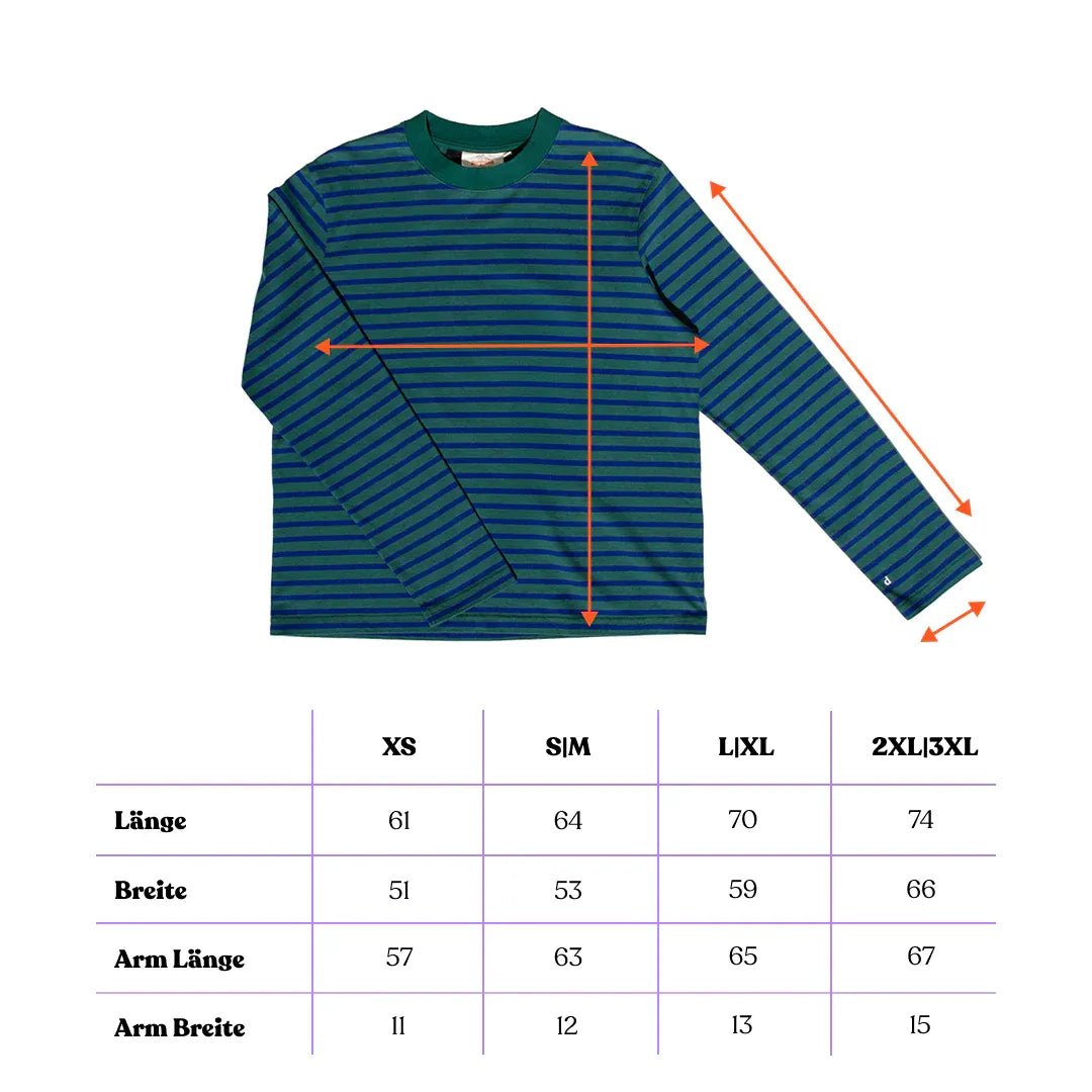 popeia - Langarmshirt Gestreift aus Bio - Baumwolle • Dunkelgrün/Blau - Langarmshirt - ROSA ECK