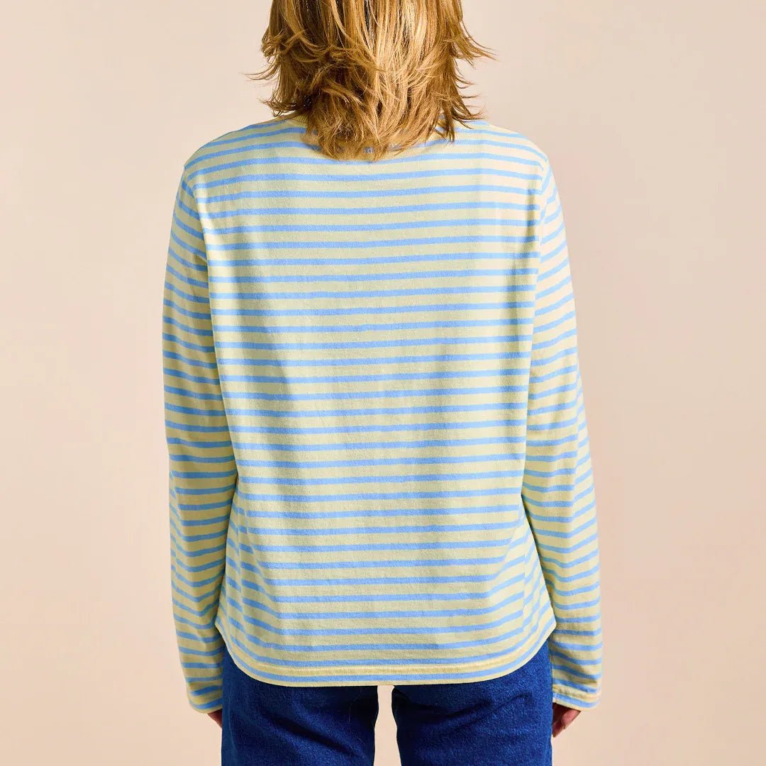 popeia - Langarmshirt Gestreift aus Bio - Baumwolle • Gelb/Hellblau - ROSA ECK