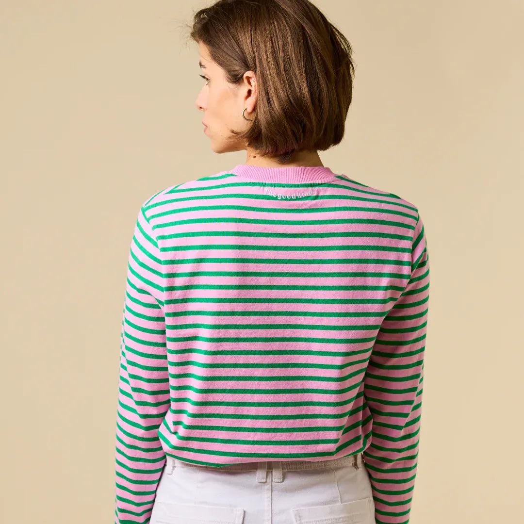 popeia - Langarmshirt Gestreift aus Bio - Baumwolle | Pink/Grün - Langarmshirt - ROSA ECK Concept Store