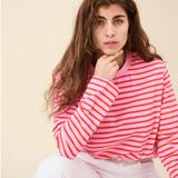 popeia - Langarmshirt Gestreift aus Bio - Baumwolle | Pink/Rot - ROSA ECK - Pink, Rot, Streifen