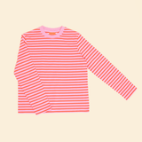 popeia - Langarmshirt Gestreift aus Bio - Baumwolle | Pink/Rot - ROSA ECK - Pink, Rot, Streifen