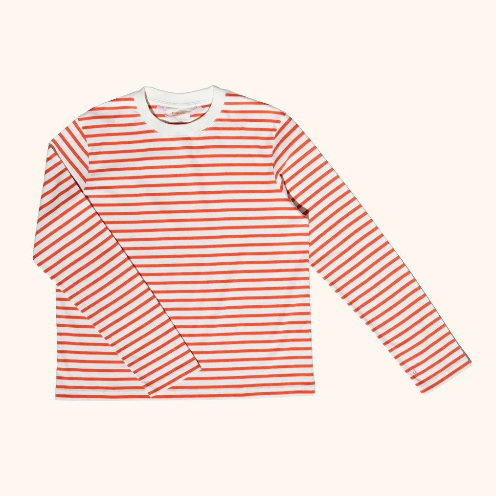 popeia - Langarmshirt Gestreift aus Bio - Baumwolle | Popeia Rot/Off - White - Langarmshirt - ROSA ECK Concept Store
