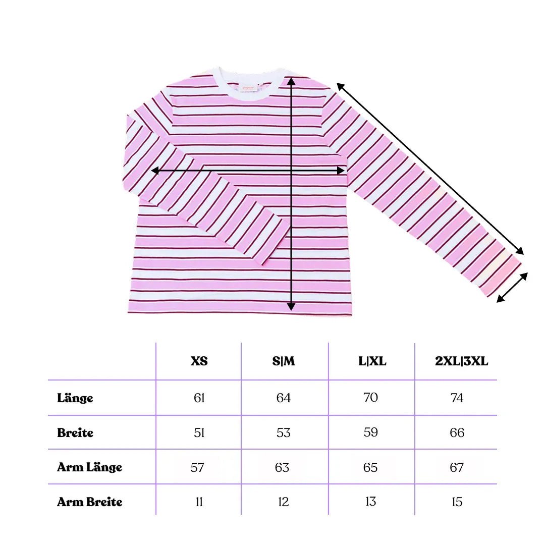 popeia - Langarmshirt Gestreift aus Bio - Baumwolle • Weiß/Pink - ROSA ECK