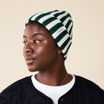 popeia - Special Beanie aus Merinowolle | Grün/Weiß - ROSA ECK - , ,