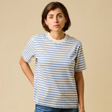 popeia - T-Shirt Gestreift aus Bio - Baumwolle | Eisblau/Off - White - T-Shirt - ROSA ECK Concept Store