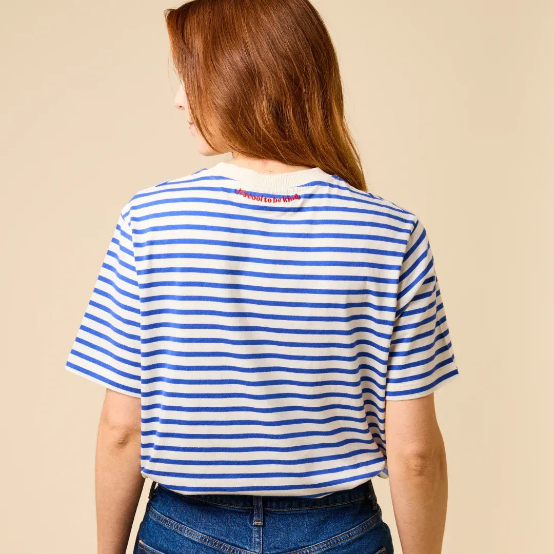 popeia - T-Shirt Gestreift aus Bio - Baumwolle | Königsblau/Off - White - T-Shirt - ROSA ECK Concept Store