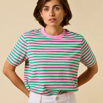 popeia - T-Shirt Gestreift aus Bio - Baumwolle | Pink/Grün - T-Shirt - ROSA ECK Concept Store