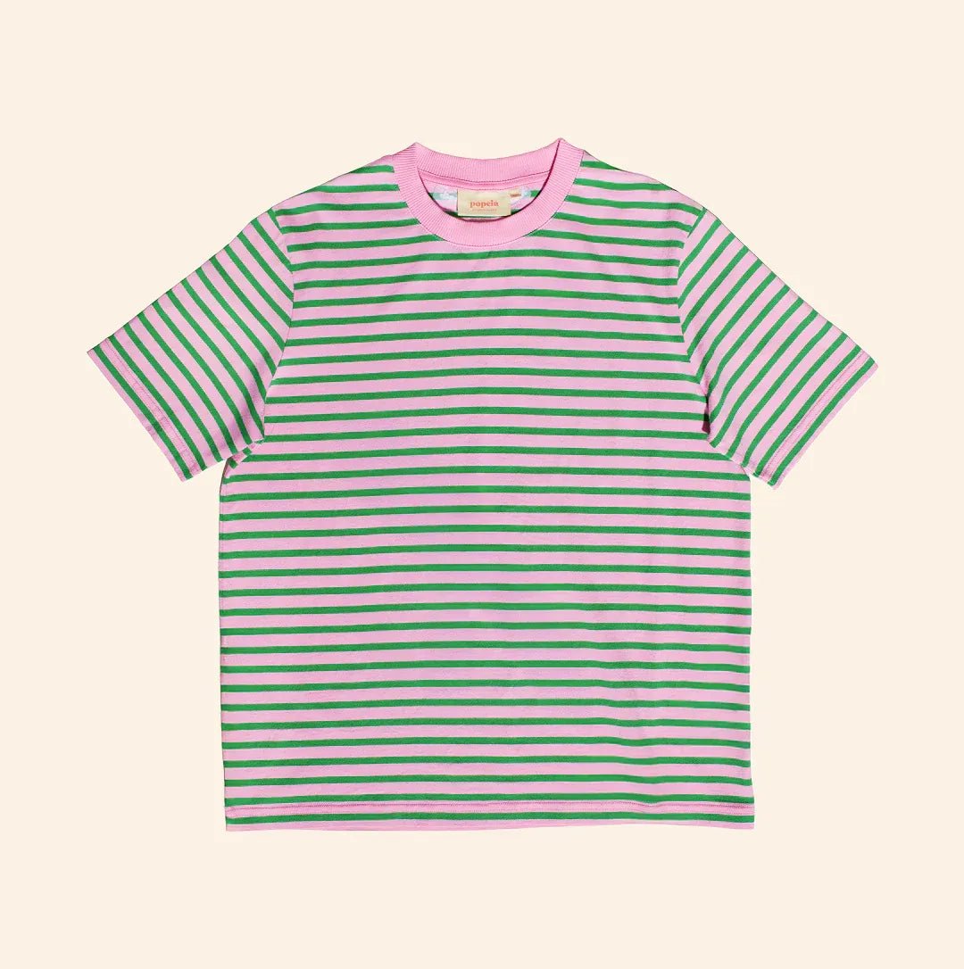 popeia - T-Shirt Gestreift aus Bio - Baumwolle | Pink/Grün - T-Shirt - ROSA ECK Concept Store