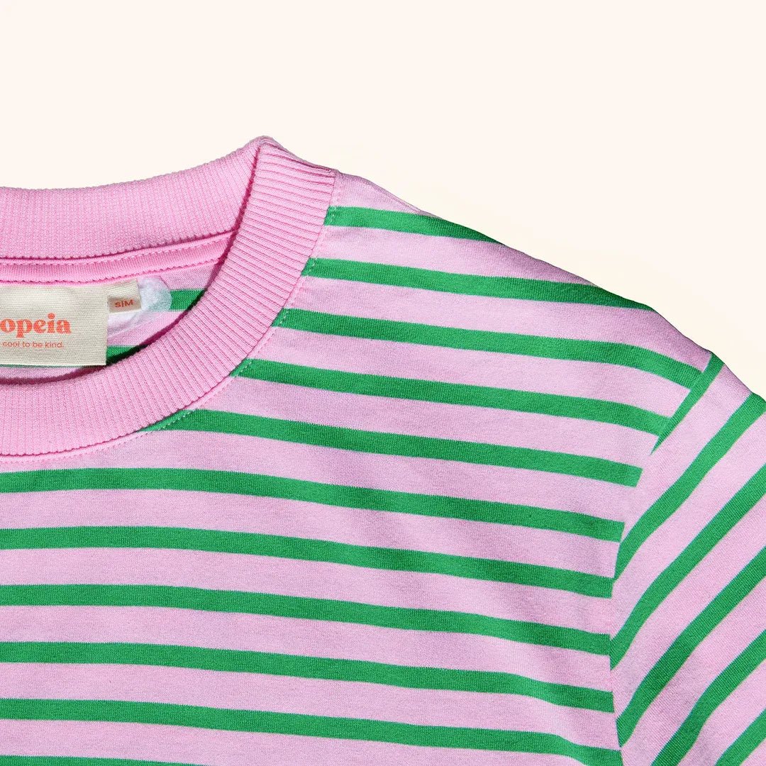popeia - T-Shirt Gestreift aus Bio - Baumwolle | Pink/Grün - T-Shirt - ROSA ECK Concept Store