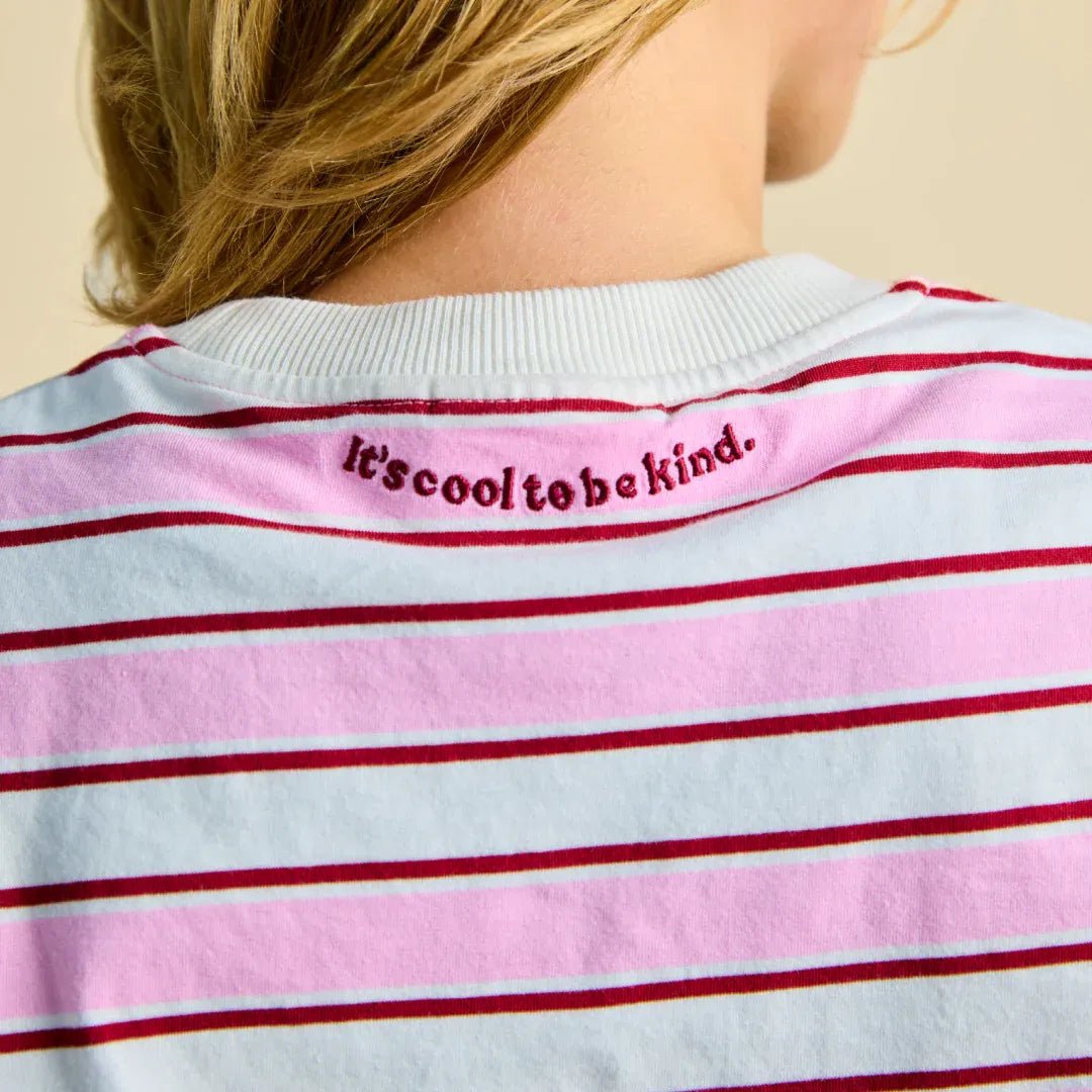 popeia - T-Shirt Gestreift aus Bio - Baumwolle • Weiß/Pink - ROSA ECK
