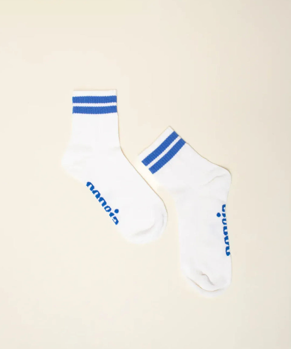popeia - THE TENNIS Ankle Socken aus Bio - Baumwolle • Blaue Streifen - Socken - ROSA ECK Concept Store