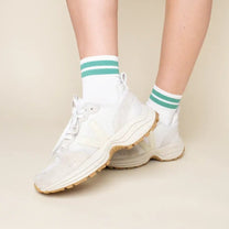 popeia - THE TENNIS Ankle Socken aus Bio - Baumwolle • Grüne Streifen - Socken - ROSA ECK Concept Store