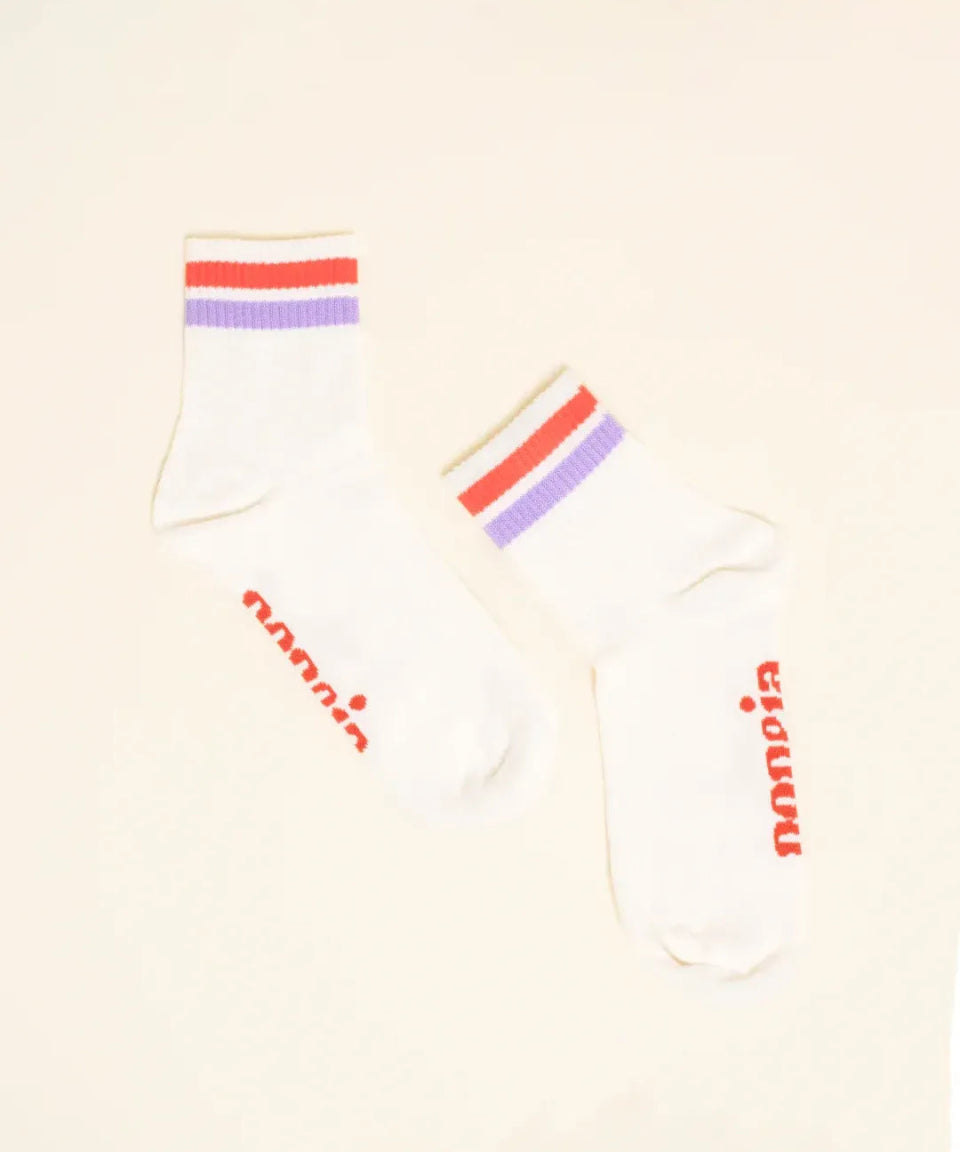 popeia - THE TENNIS Ankle Socken aus Bio - Baumwolle • Lila/Rot - Socken - ROSA ECK Concept Store