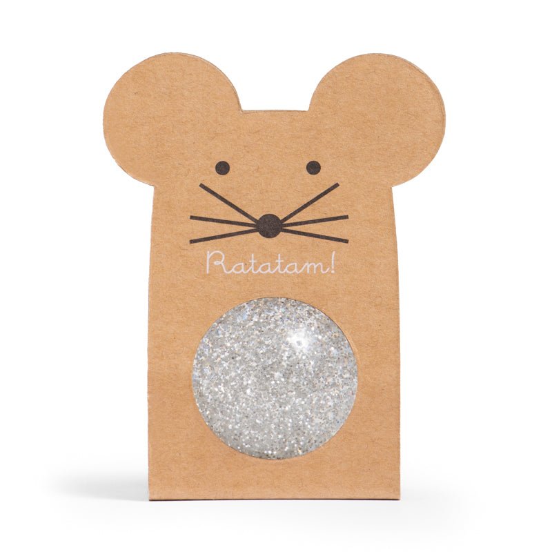 Ratatam - GLITTER MOUSE BOUNCING BALL Flummi | Silber - ROSA ECK - Kinder, ,