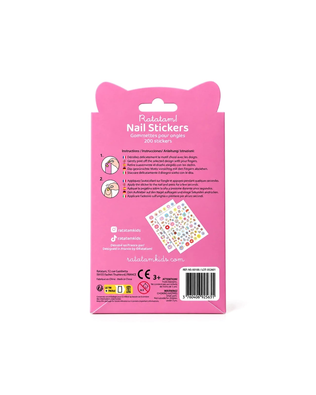Ratatam - Kinder-Nagelsticker • Einhorn - ROSA ECK