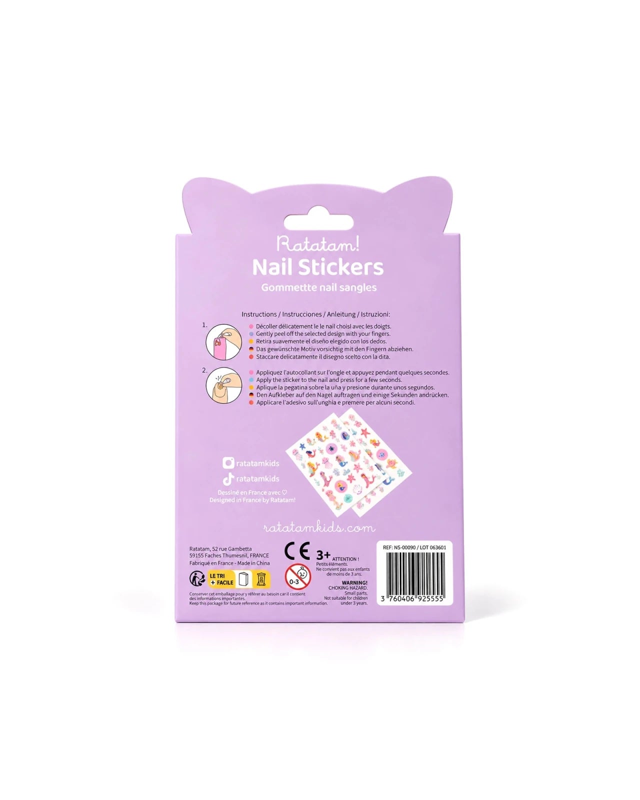 Ratatam - Kinder-Nagelsticker • Meerjungfrau - ROSA ECK