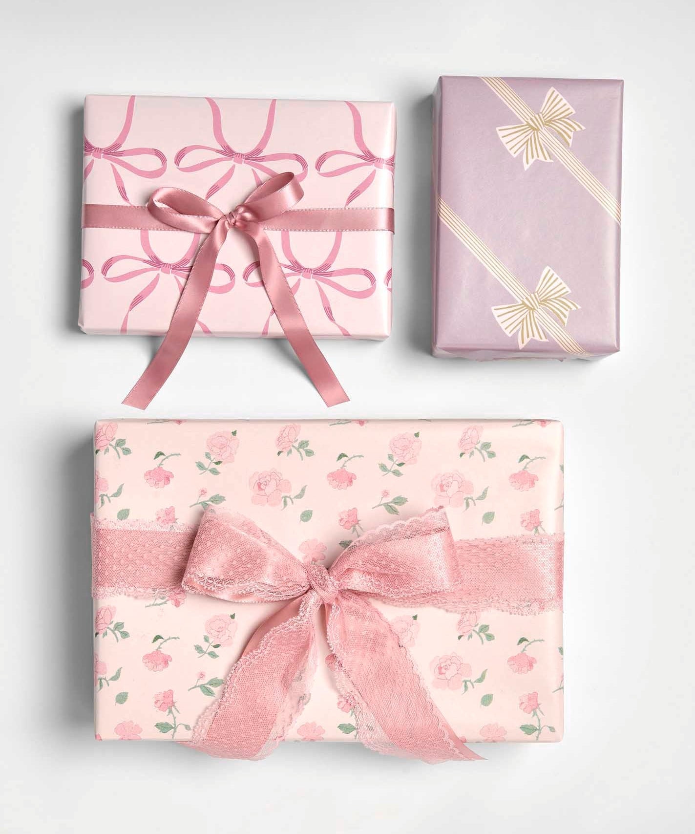 Rico Design - Geschenkpapier | Schleifen Rosa - Geschenkpapier - ROSA ECK - , ,