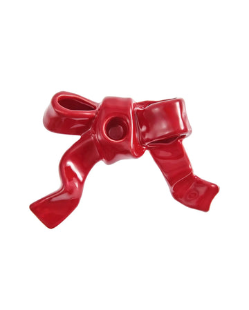Rico Design - Keramik Kerzenhalter Schleife • Rot - Kerzenständer - ROSA ECK