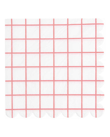 Rico Design - Servietten Raster Weiß/Neon Pink (20 Stück) - Serviette - ROSA ECK - , ,