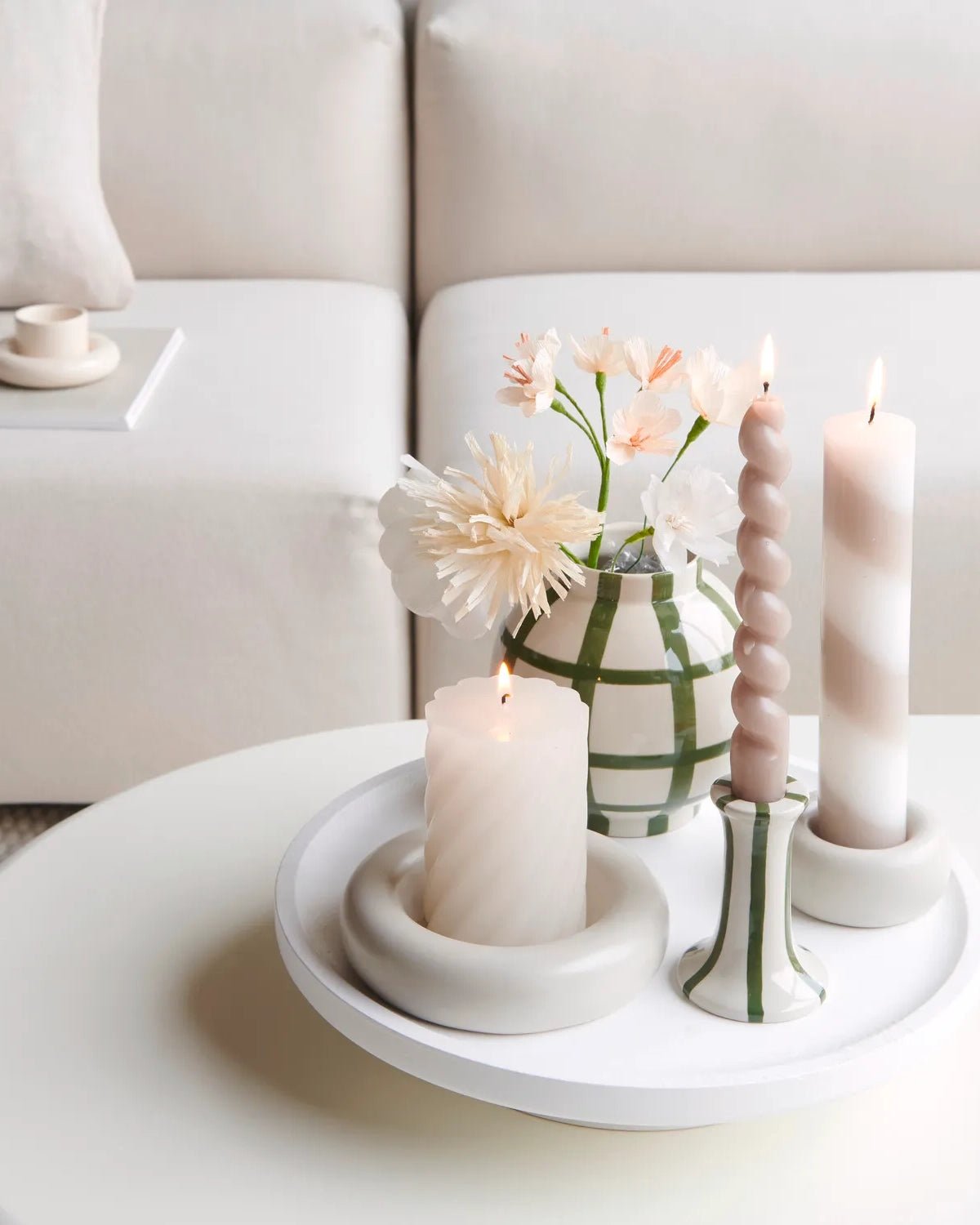 Rico Design - Stumpenkerze Spiral • Eierschale - Kerze - ROSA ECK