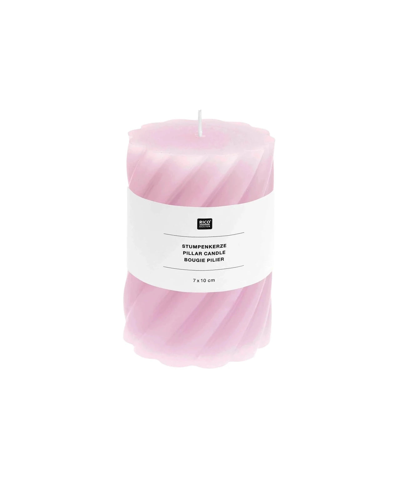 Rico Design - Stumpenkerze Spiral • Rosa - Kerze - ROSA ECK