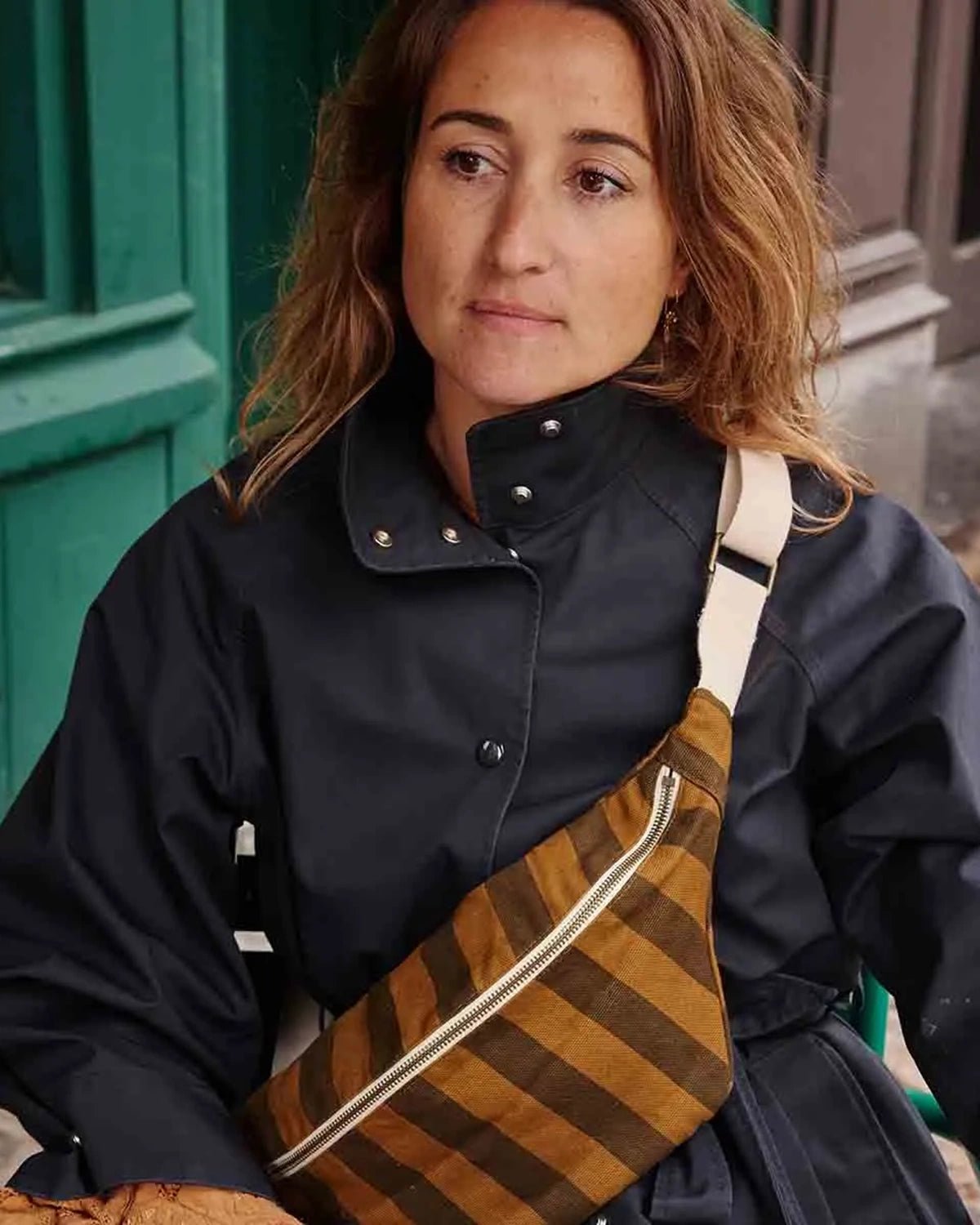 Rose in April - BANANA Bauchtasche • Stripes Cumin/Black - Bauchtasche - ROSA ECK