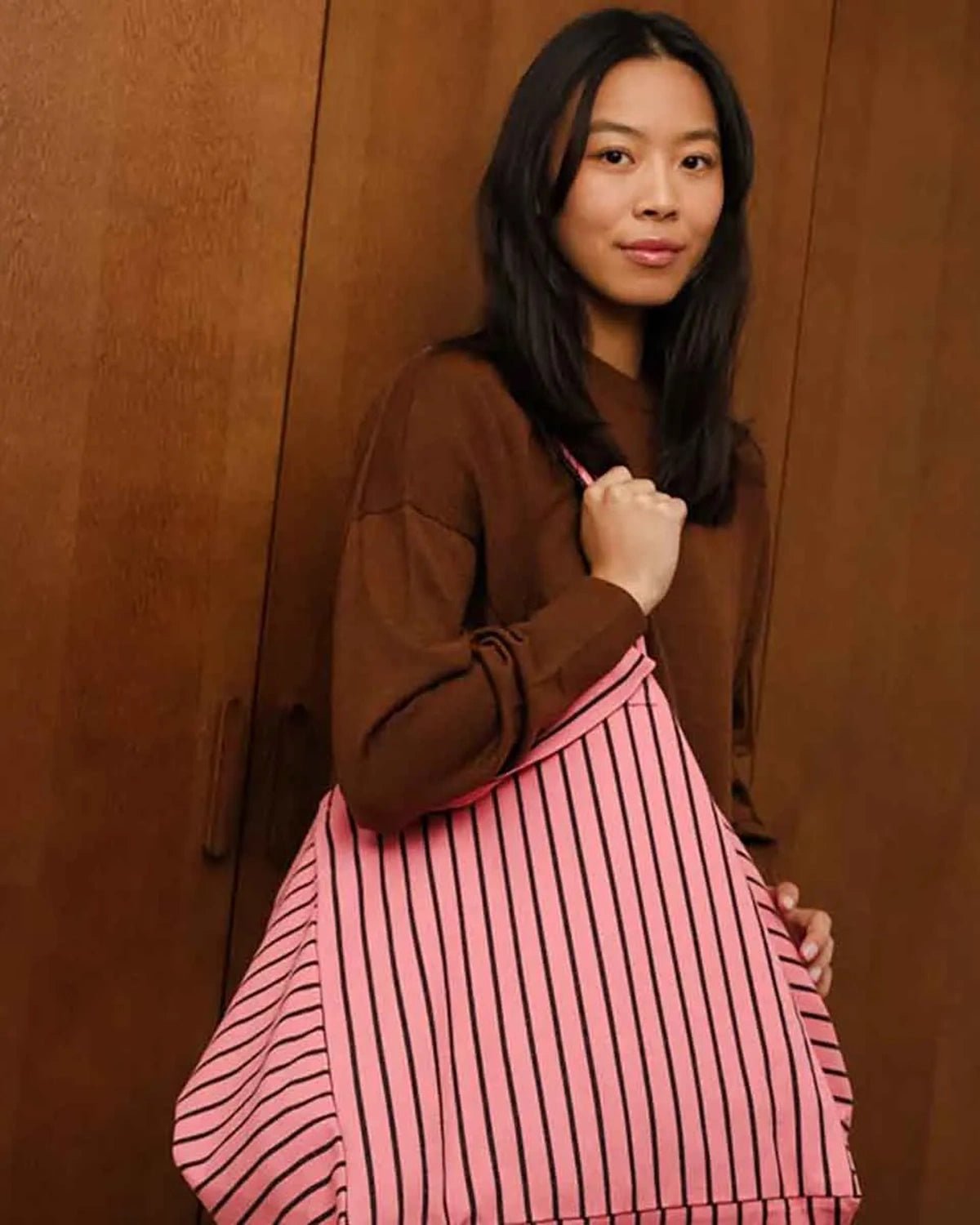 Rose in April - ELISA Einkaufstasche • Stripes Tennis Funky pink - Tasche - ROSA ECK