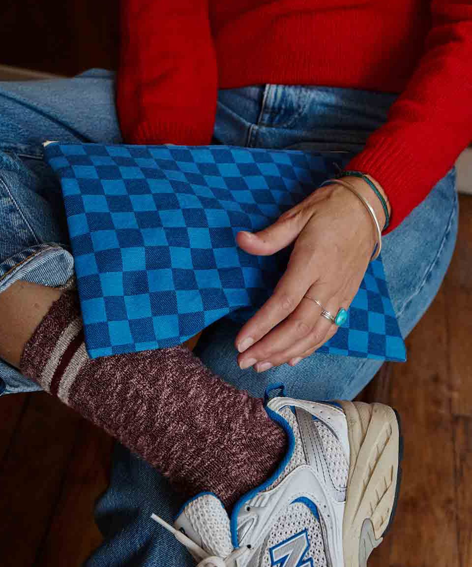 Rose in April - LILI Handtasche | Checks Navy Blue/Greek Blue - Beutel - ROSA ECK - 