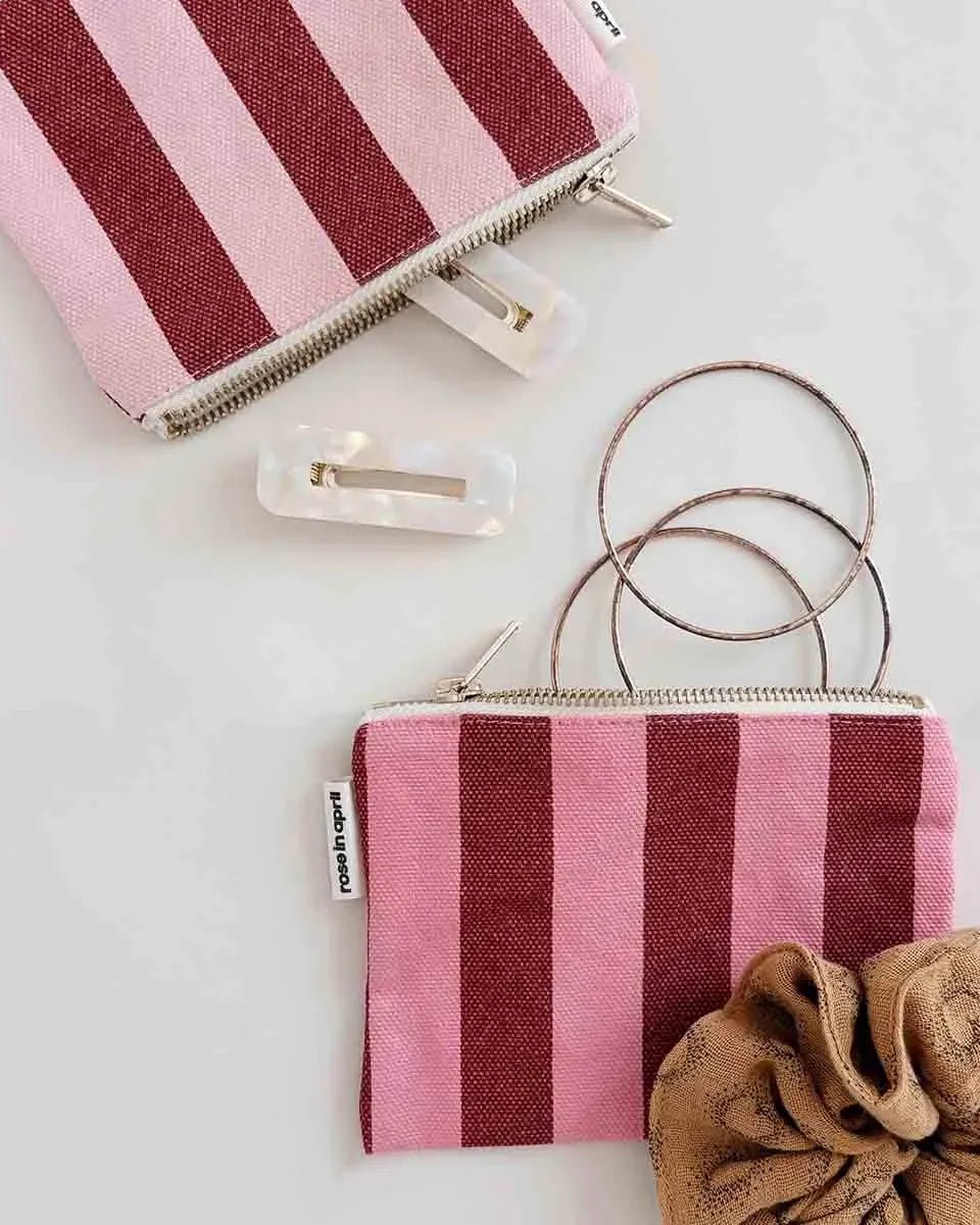 Rose in April - MARIE Geldbeutel • Stripes Brick/Pink - ROSA ECK