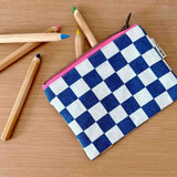 Rose in April - MARIE Mini - Beutel | Checks Ecru / Navy Blue - ROSA ECK - Blau, Karo,