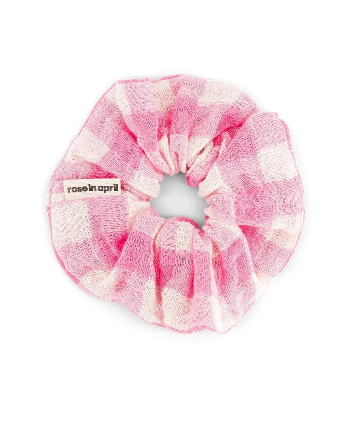 Rose in April - SCRUNCHIE Haargummi | Vichy Ecru - Neon Pink - ROSA ECK Concept Store