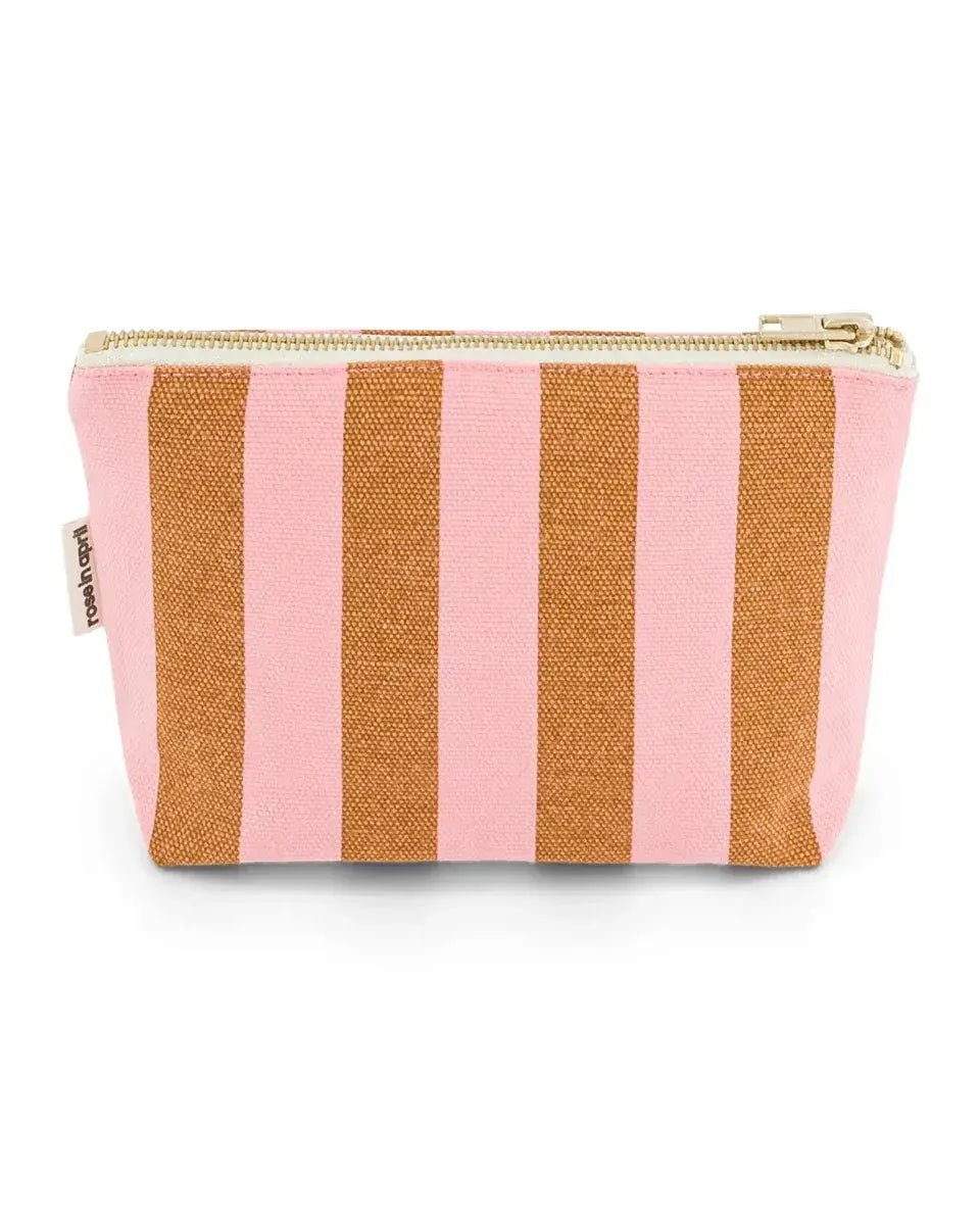 Rose in April - SOFIA Kleiner Kulturbeutel • Stripes Caramel/Strawberry - Beutel - ROSA ECK Concept Store
