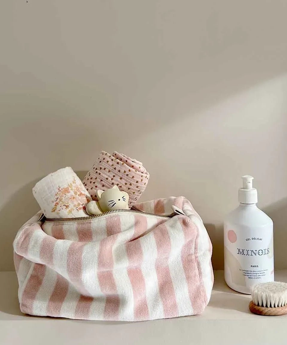 Rose in April - VIC Kulturbeutel • Stripes Light Pink Terry - Beutel - ROSA ECK Concept Store