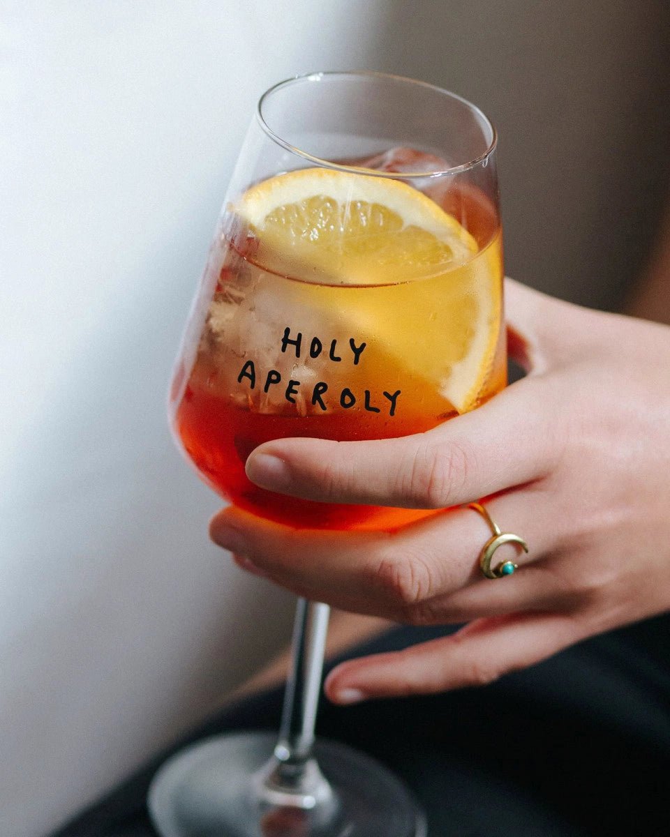 selekkt - HOLY APEROLY Glas mit Spruch - Trinkglas - ROSA ECK Concept Store