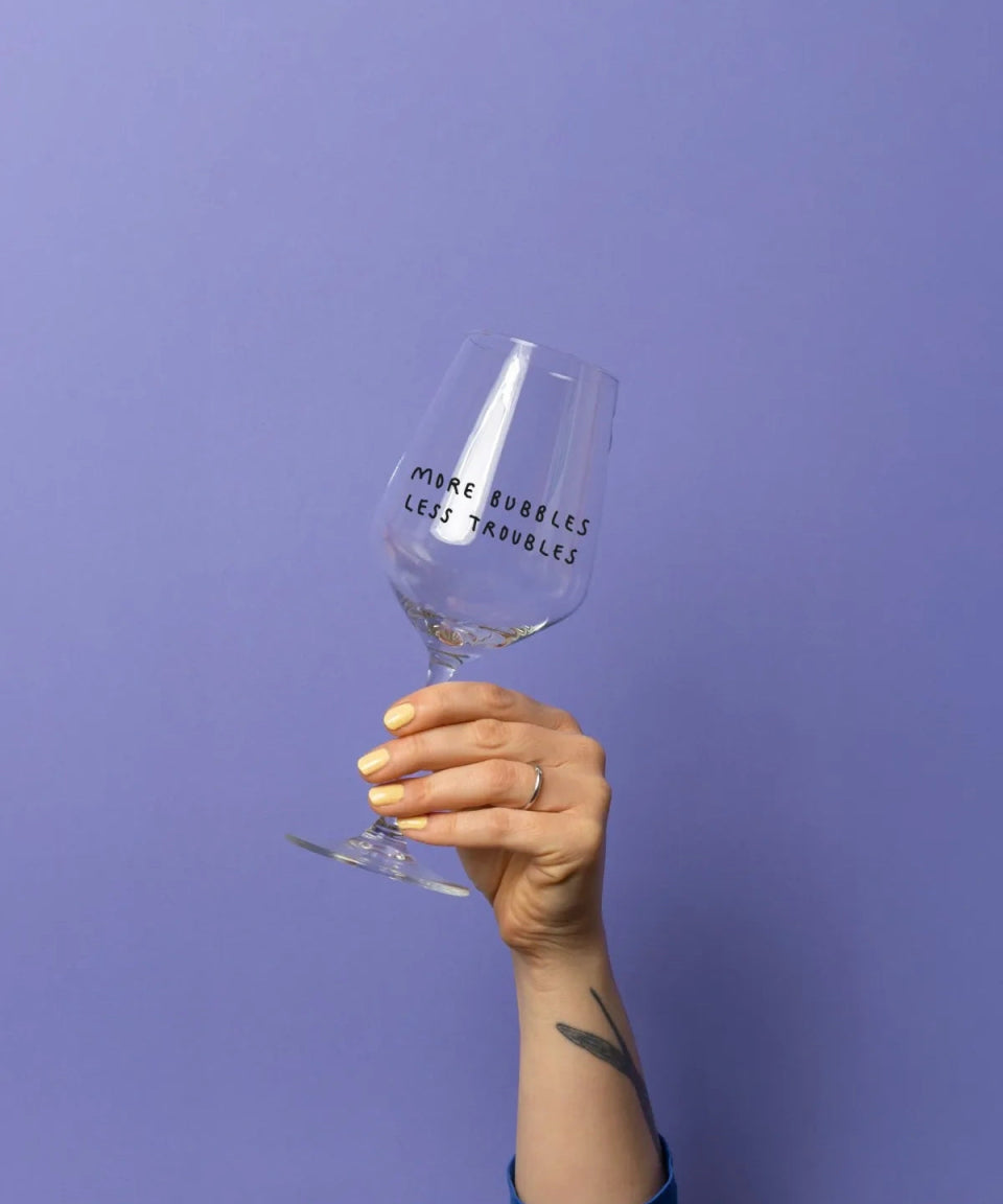 selekkt - MORE BUBBLES LESS TROUBLES Glas für Spritz - Trinkglas - ROSA ECK Concept Store