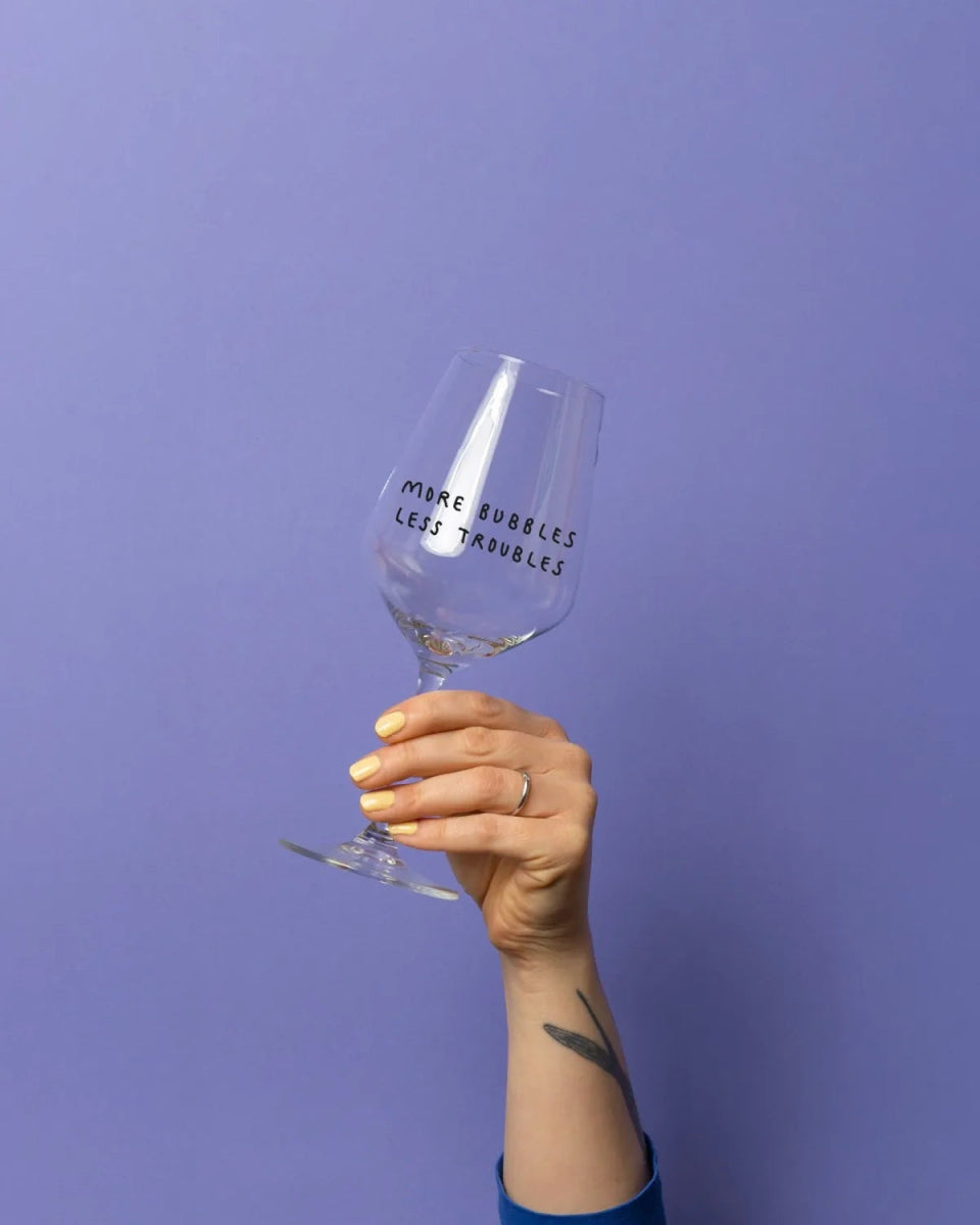 selekkt - MORE BUBBLES LESS TROUBLES Glas für Spritz - Trinkglas - ROSA ECK Concept Store