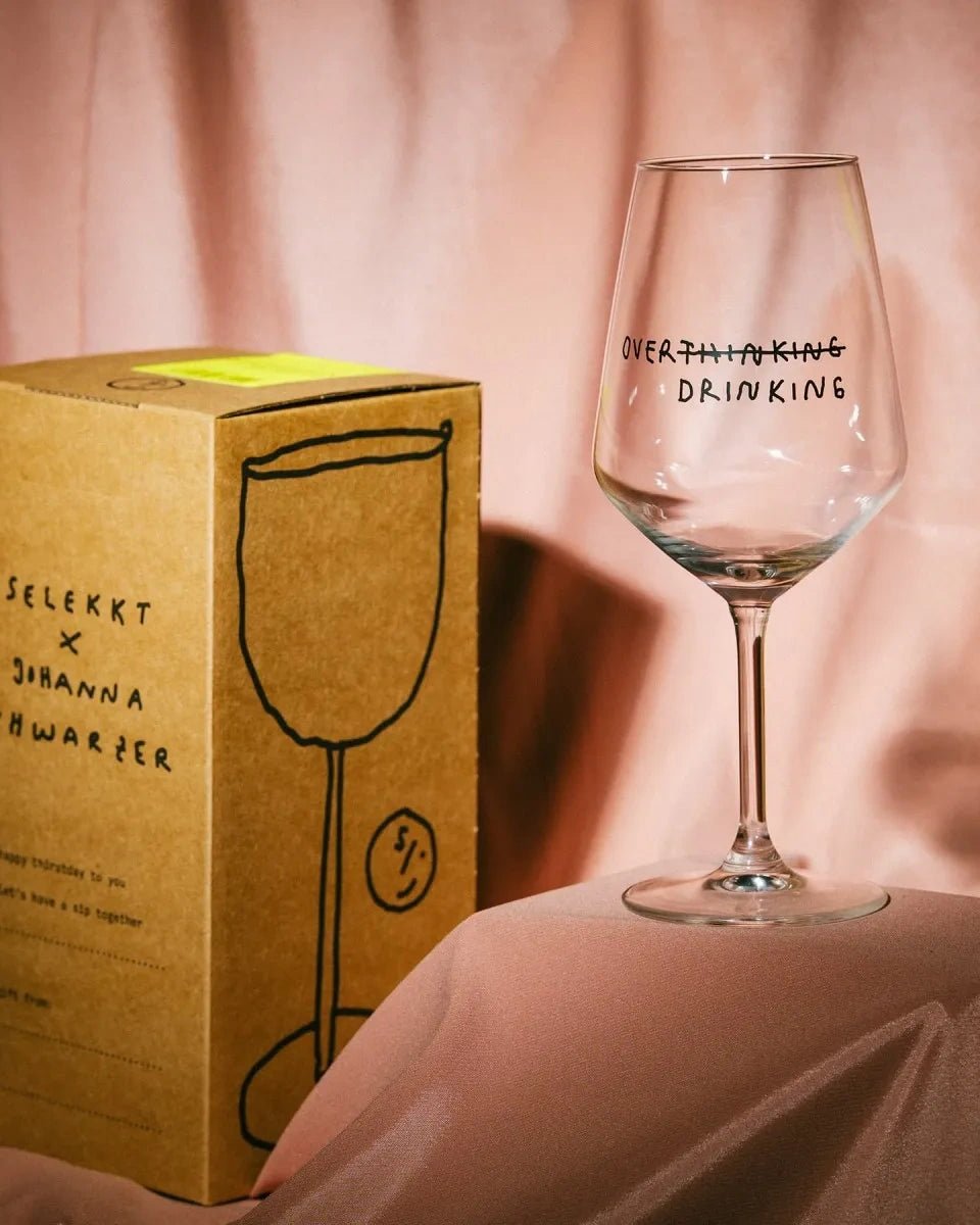 selekkt - OVER THINKING/DRINKING Weinglas - Trinkglas - ROSA ECK