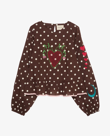 Sissel Edelbo - DIANA Top • Brown Dot - ROSA ECK