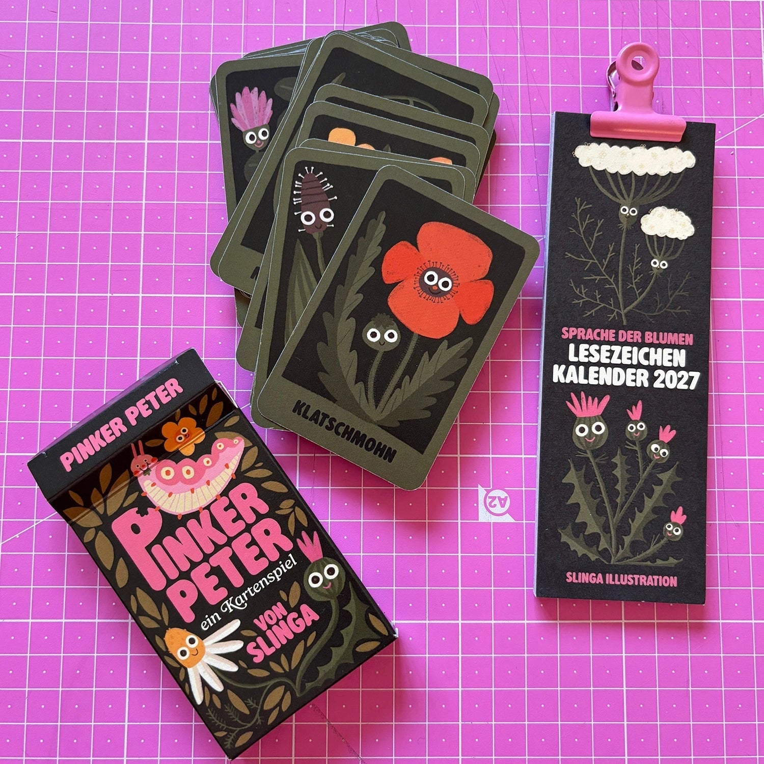 Slinga Illustration - PINKER PETER Kartenspiel - ROSA ECK