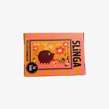 Slinga Illustration - SAU LIEB Mini-Puzzle - ROSA ECK